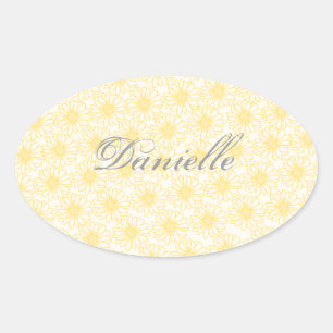 Feld der Milchähren Ovale Aufkleber, gelbe Blumen Ovaler Aufkleber