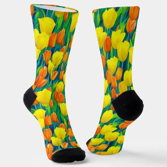 Feld der orangen und gelben Tulpen Socken (Gewinkelt)