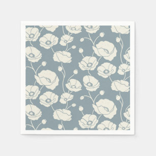 Feld der Poppies Creme auf blau Serviette