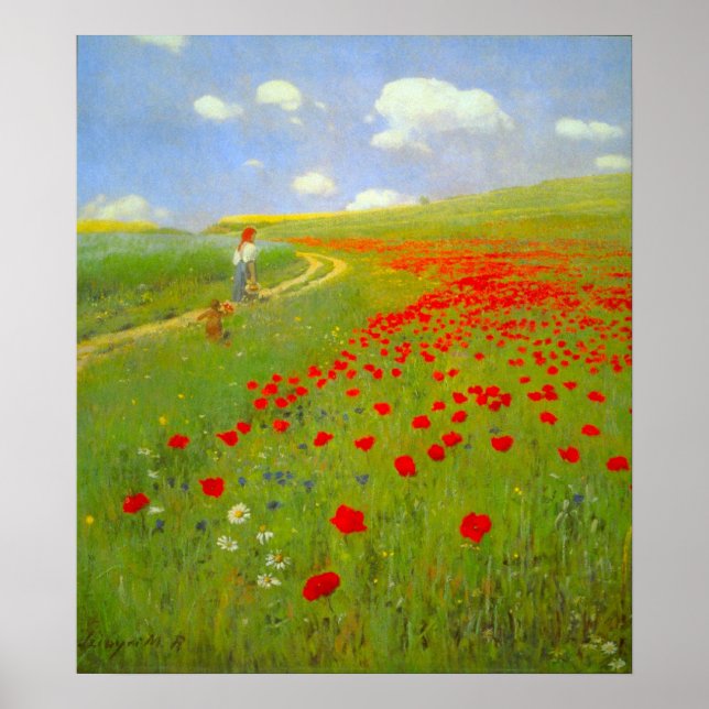 Feld der Poppies von Pal Szinyei Merse Poster (Vorne)