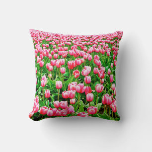 Feld der rosa Tulipen Kissen