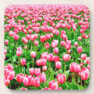 Feld der rosa Tulipen Untersetzer
