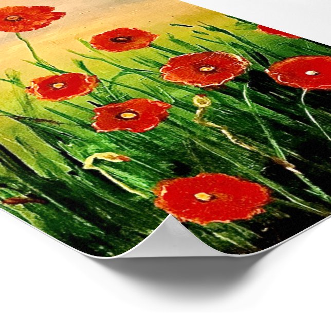 Feld der Roten Mohnblumen Poster (Ecke)