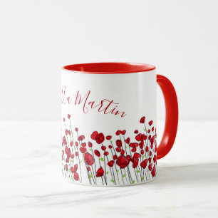 Feld der roten Mohnblumen Tasse