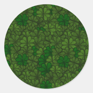 Feld der Shamrocks Digitale Kunst Muster St. Patri Runder Aufkleber