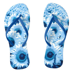 Feld der Sonnenblumen - Blautöne Flip Flops