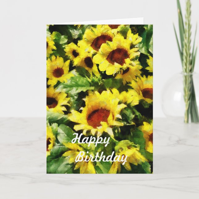 Feld der Sonnenblumen - Geburtstag Karte (Vorderseite)