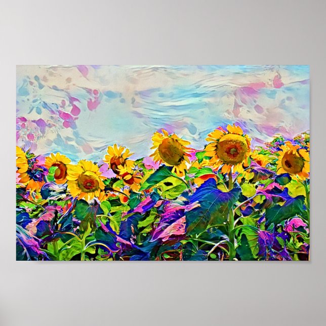 Feld der Sonnenblumen Künstlerisches Foto Print Po Poster (Vorne)