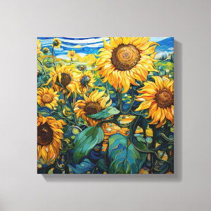 Feld der Sonnenblumen Van Gogh Stil Leinwanddruck