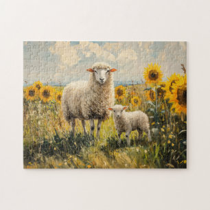 Feld für Schaf- und Lamellensonnenblumen Puzzle