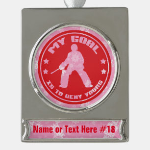 Feld-Hockey-Tormann-kundenspezifische Banner-Ornament Silber