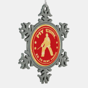 Feld-Hockey-Tormann-Weihnachtsbaum-Verzierung Schneeflocken Zinn-Ornament