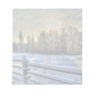 Feld im Winter Schnee bei Sonnenaufgang Notizblock