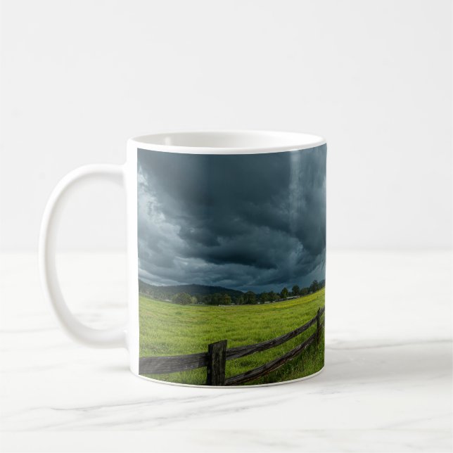 Feld mit Holzzaun Kaffeetasse (Links)
