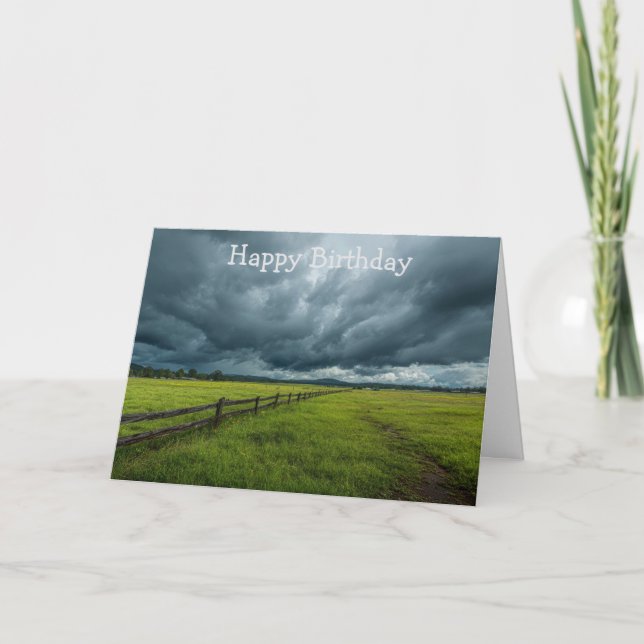 Feld mit Holzzaun Karte (Vorderseite)