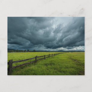Feld mit Holzzaun Postkarte