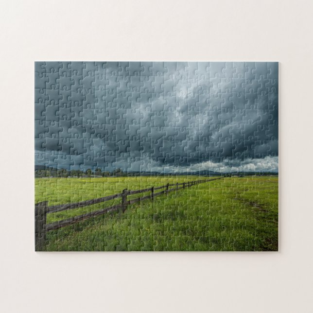 Feld mit Holzzaun Puzzle (Horizontal)