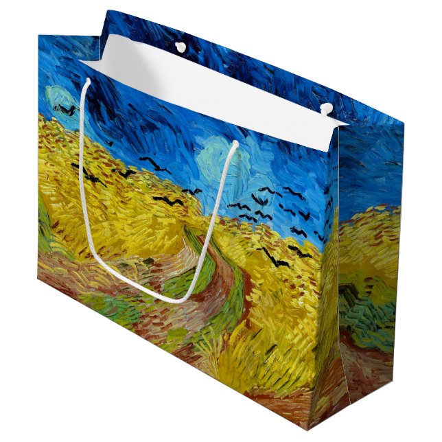 Feld mit Kronen, Van Gogh große Geschenktasche Geschenktüte (Vorderseite Schrägansicht)