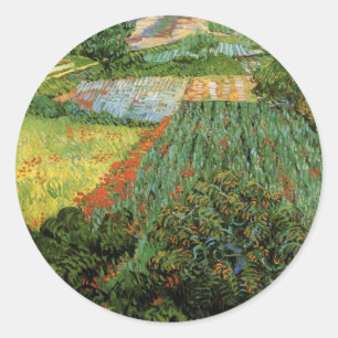Feld mit Mohn von Vincent van Gogh Runder Aufkleber