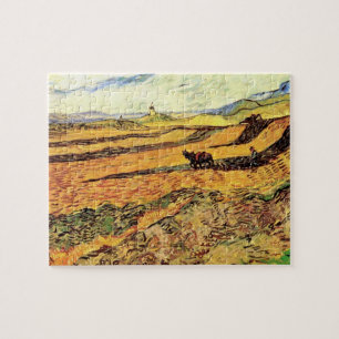 Feld mit Pflüger und Mühle von Vincent van Gogh Puzzle