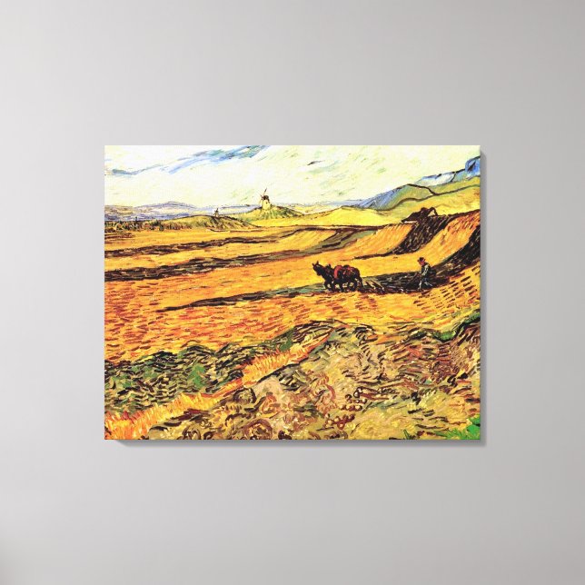 Feld mit Plowman und Mill Vincent van Gogh Leinwanddruck (Vorderseite)