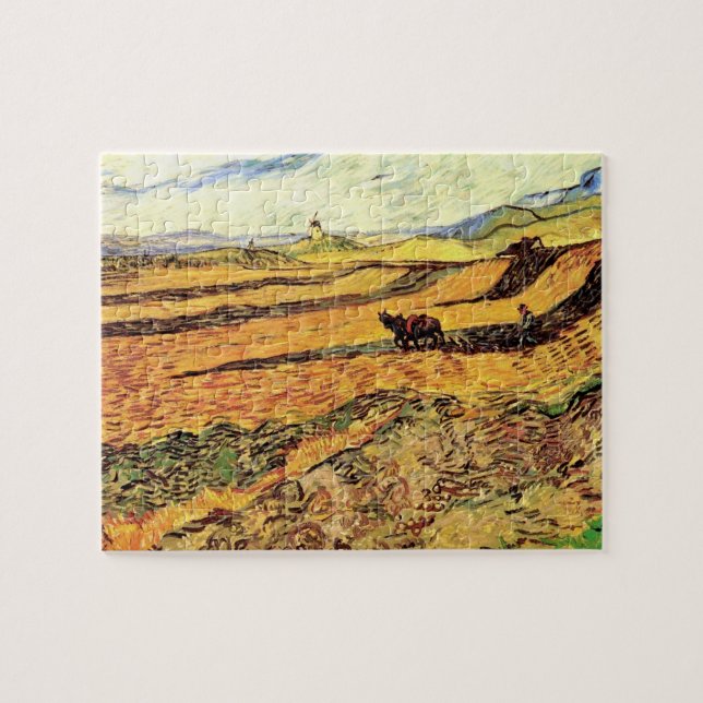 Feld mit Plowman und Mill von Vincent van Gogh Puzzle (Horizontal)