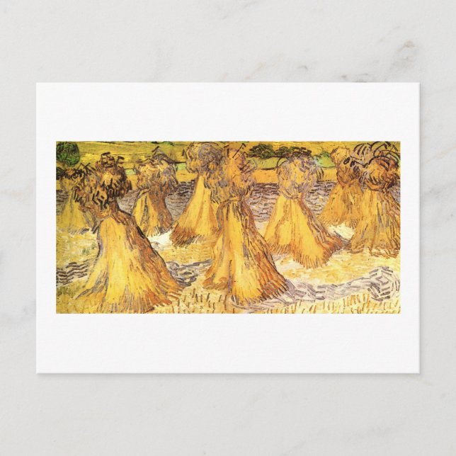Feld mit Stapel von Weizen Van Gogh Kunstkunst Postkarte (Vorderseite)