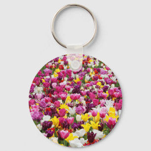 Feld mit Tulpen Schlüsselanhänger