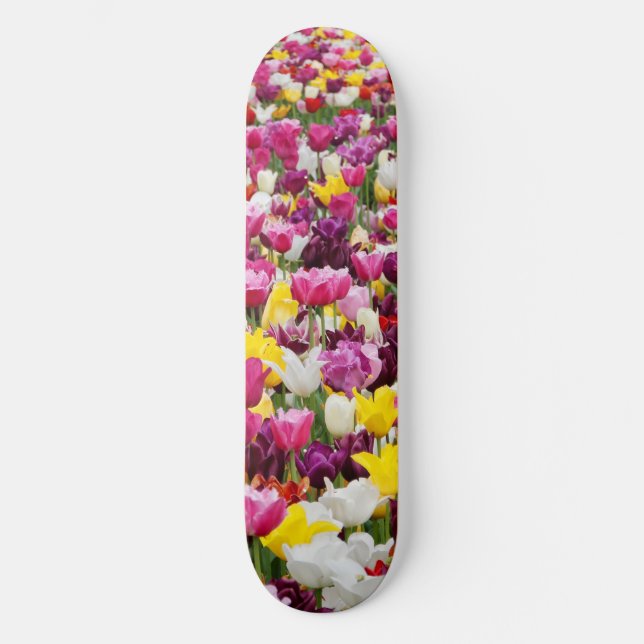 Feld mit Tulpen Skateboard (Vorderseite)