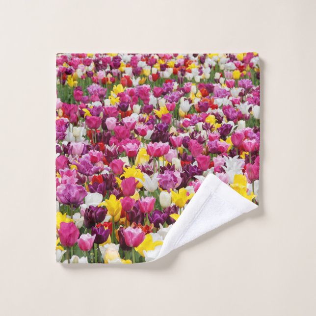 Feld mit Tulpen Waschlappen (Waschlappen)