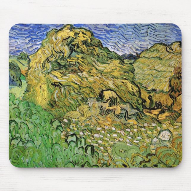 Feld mit Weißstapeln von Vincent van Gogh Mousepad (Vorne)
