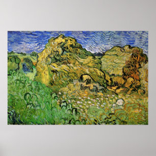 Feld mit Weizenstapeln von Vincent van Gogh Poster