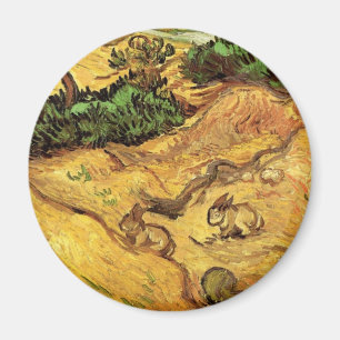Feld mit zwei Kaninchen von Vincent van Gogh Magnet
