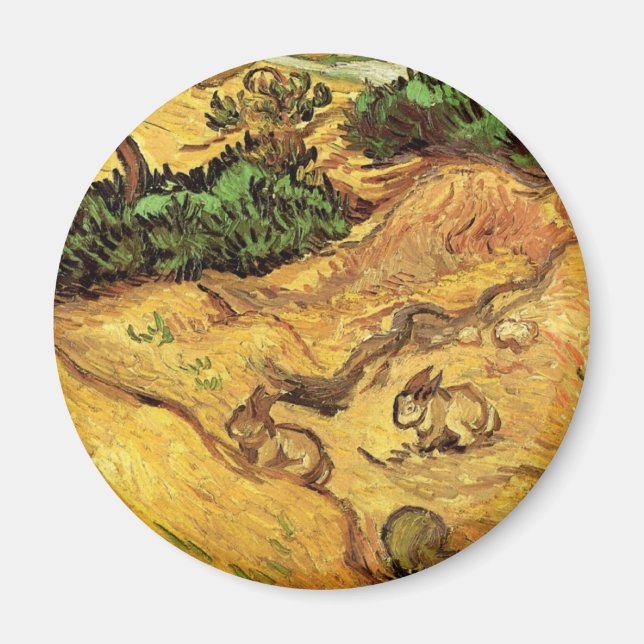 Feld mit zwei Kaninchen von Vincent van Gogh Magnet (Vorne)