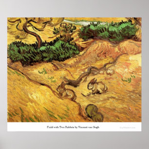 Feld mit zwei Kaninchen von Vincent van Gogh Poster