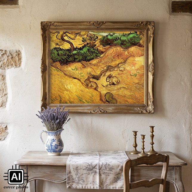 Feld mit zwei Kaninchen von Vincent van Gogh Poster (Field with Two Rabbits by Vincent van Gogh is a vintage fine art post impressionism painting.)