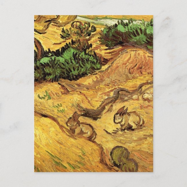 Feld mit zwei Kaninchen von Vincent van Gogh Postkarte (Vorderseite)