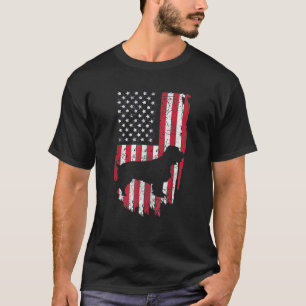 Feld Spaniel Hund Silhouette 4. Juli US-Flagge T-Shirt