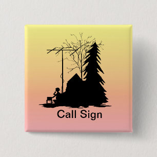 Feld-Tagesbetreiber-Silhouette-Sonnenaufgang-Knopf Button