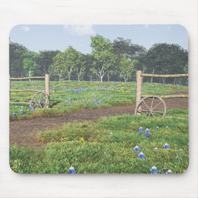 Feld von Bluebonnets Mousepad (Vorne)