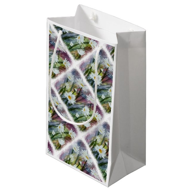 FELD WEISSE BLUME GIFT BAG KLEINE GESCHENKTÜTE (Vorderseite Schrägansicht)