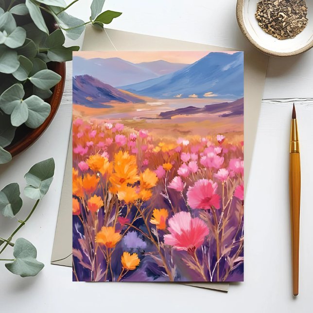 Feld Wildblume | Blumenlandschaft Malerei Postkarte (Von Creator hochgeladen)