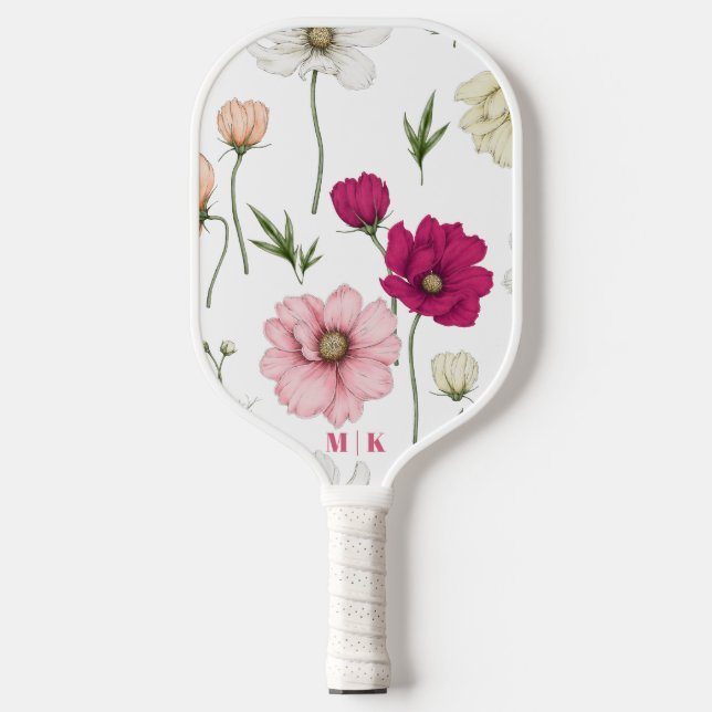 FeldBlume Modernes Monogramm Pickleball Schläger (Vorderseite)