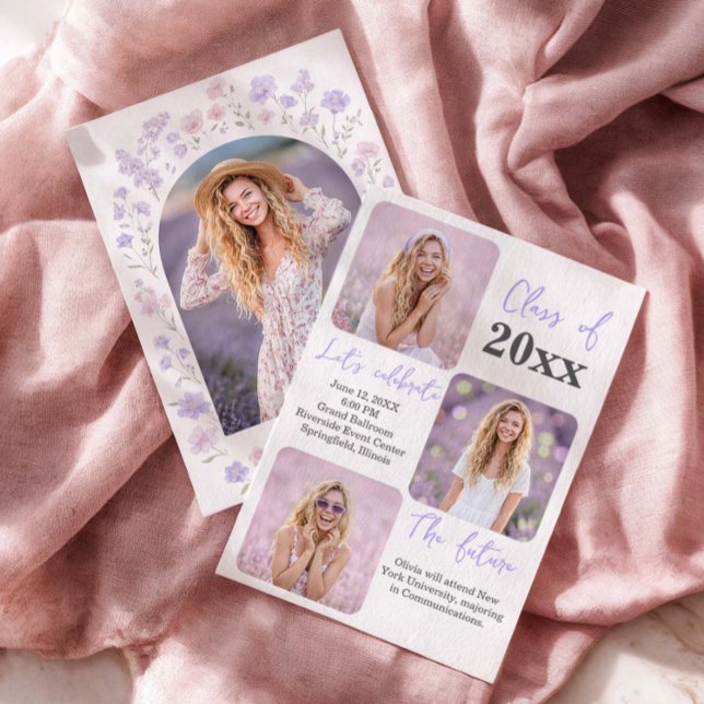 Feldblumen-Abschlussfoto-Einladung Einladung (Von Creator hochgeladen)