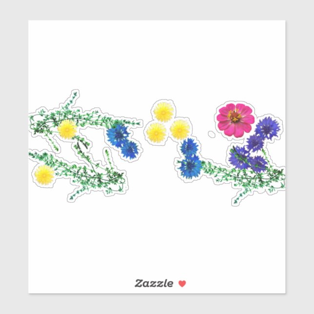 Feldblumen Dekor Stickers Aufkleber (Blatt)