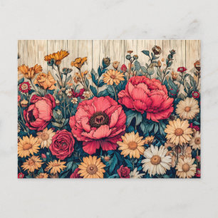 Feldblumen in hellen Sommerfarben Postkarte