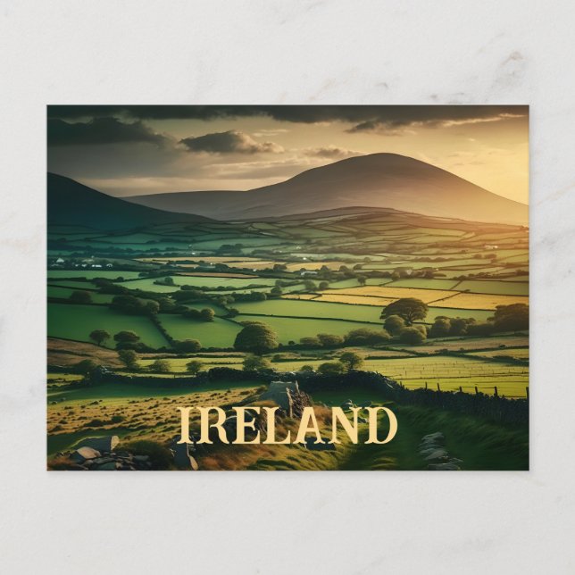 Felder der grünen Irland Postkarte (Vorderseite)