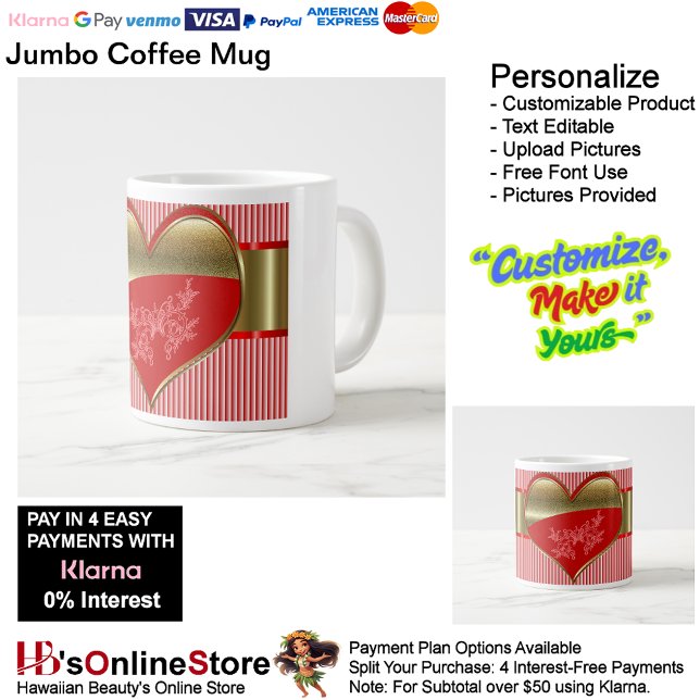 Felder der Hearts Jumbo Specialty Tasse (Boxes of Hearts Jumbo Specialty Coffee Mug.)