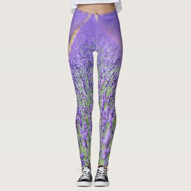 Felder der Lavendel-Blume Leggings (Vorderseite)