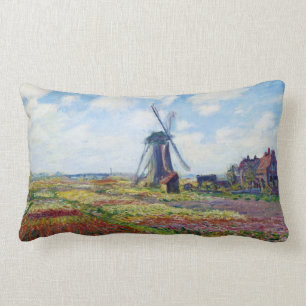 Felder der Tulpe mit der Rijnsburg Windmühle Mone Lendenkissen